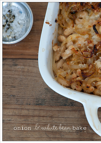 Warming onion & white bean bake recipe