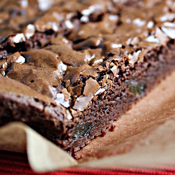 Wasabi and crystallized ginger dark chocolate brownies 