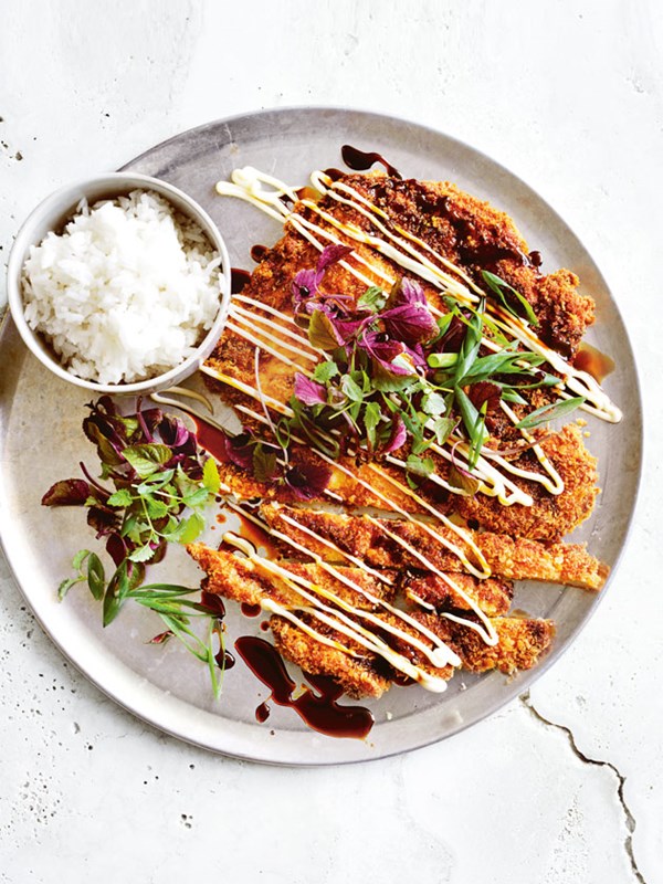 Wasabi and sesame chicken schnitzel