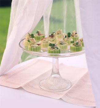 Wasabi lime crab salad in cucumber cups