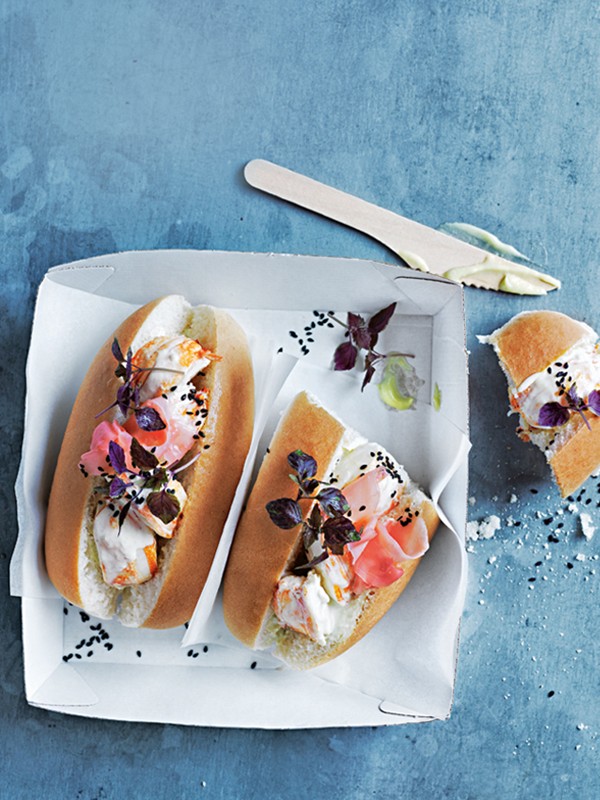 Wasabi mayo lobster rolls with pickled ginger