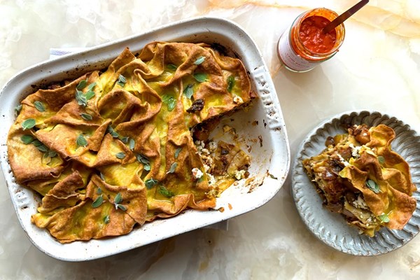 Water borek with butternut squash and feta