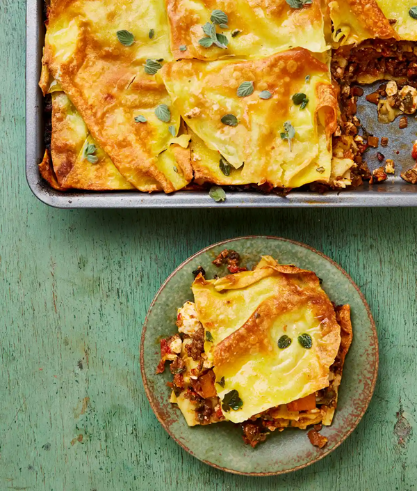Water borek with lamb and feta