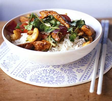 Watercress and chicken stir-fry