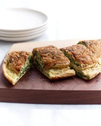 Watercress-Fontina souffléed omelet