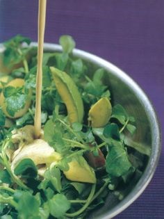 Watercress, new potato and avocado salad with a Spanish paprika and yoghurt dressing
