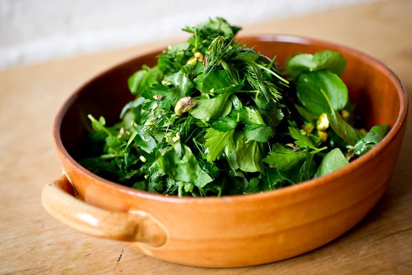 Watercress, pistachio and orange blossom salad