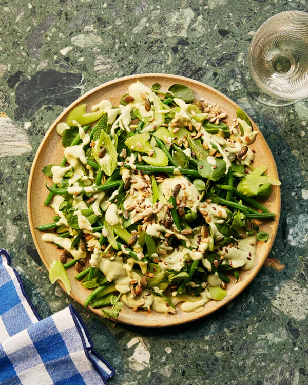 Watercress salad with cucumber and herb dressing