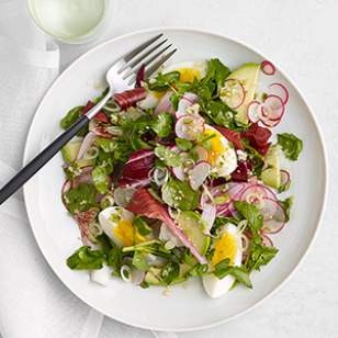 Watercress salad with sesame-garlic dressing