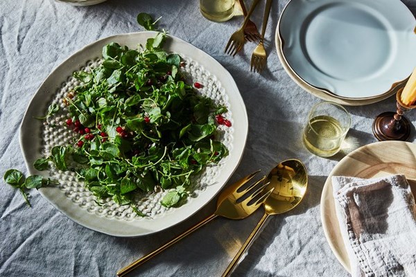 Watercress salad with shallot-pomegranate vinaigrette