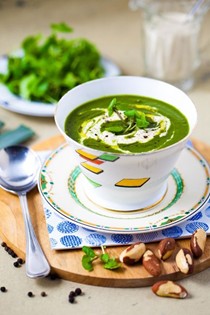 Watercress soup with Brazil nut cream