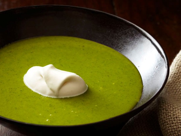 Watercress soup with whiskey cream