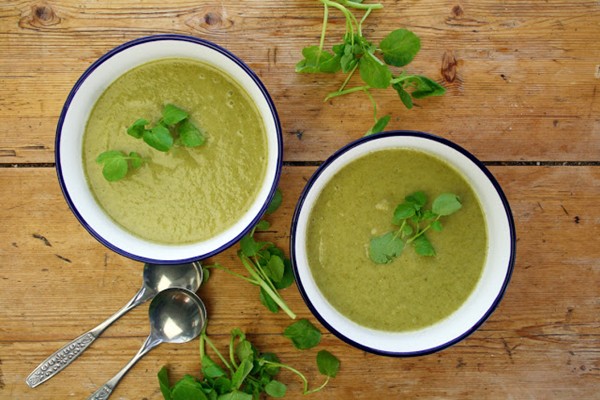 Watercress, turnip and blue cheese soup
