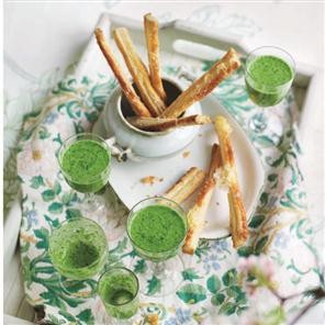 Watercress velouté with pecorino straws