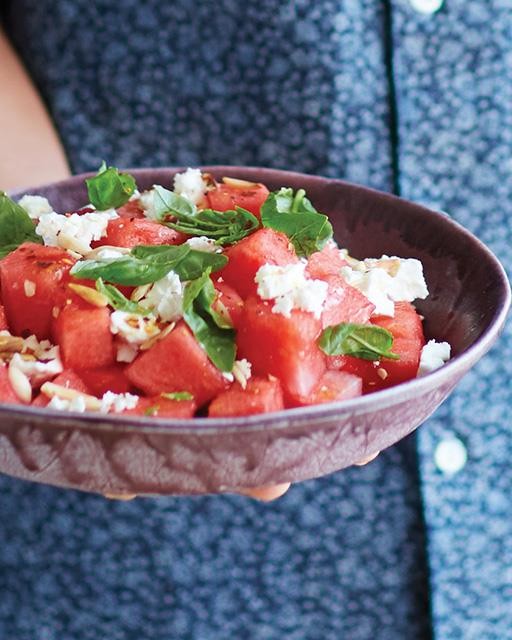 Watermelon & feta salad with basil & chili