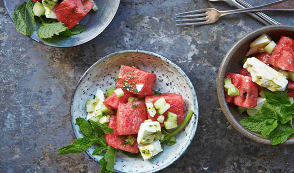 Watermelon & feta salad with mint vinaigrette