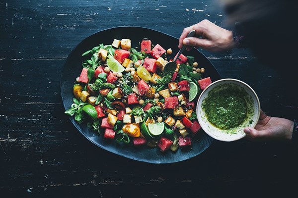 Watermelon & halloumi salad with magic sauce