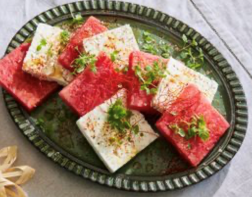 Watermelon and feta Caprese salad