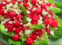 Watermelon and feta with toasted cashews
