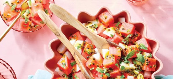 Watermelon and passion fruit salad