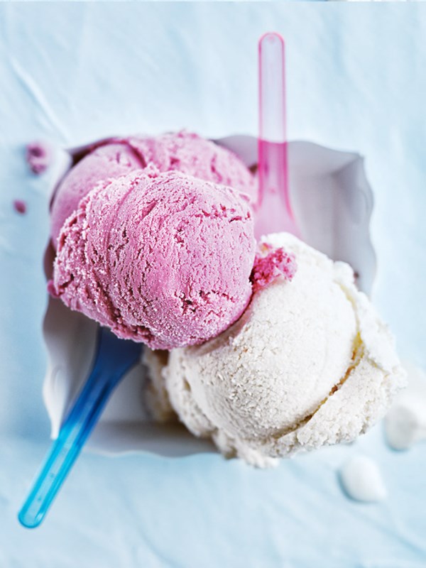 Watermelon and raspberry  ice-cream