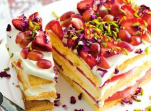 Watermelon and rose layer cake
