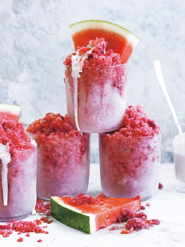 Watermelon and rosehip granita