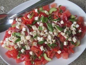 Watermelon and tomato salad