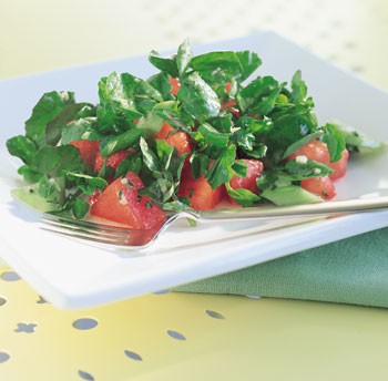 Watermelon and watercress salad with ginger