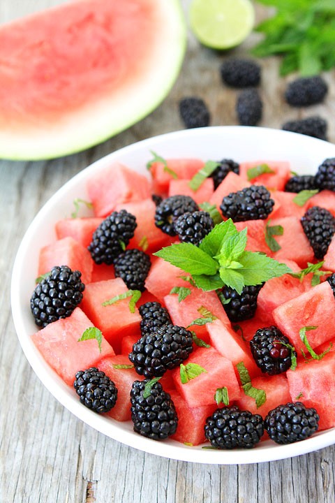 Watermelon, blackberry, and mint salad