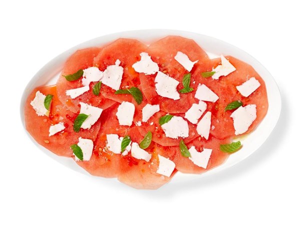 Watermelon carpaccio with ricotta salata