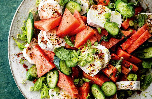 Watermelon, cucumber & goat's cheese summer salad