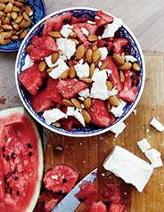 Watermelon, feta and almond salad