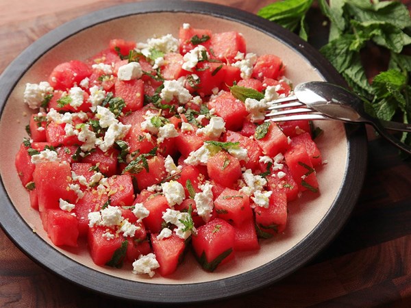 Watermelon, feta, and mint salad