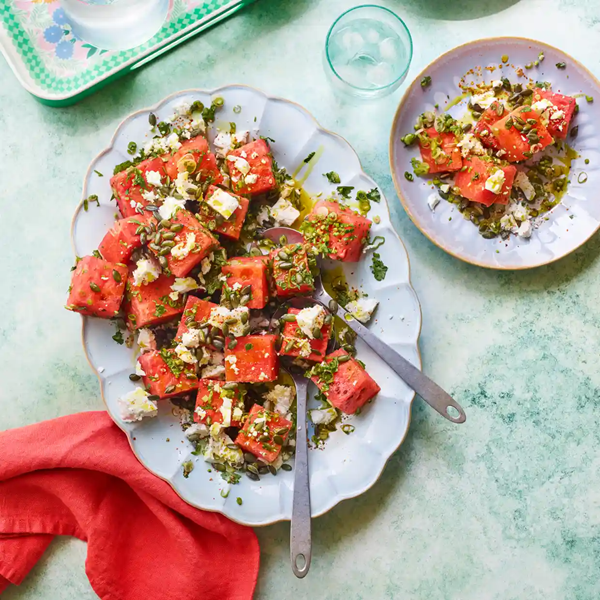 Watermelon, feta and tajin salad