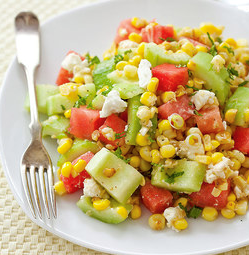 Watermelon-feta fresh corn salad