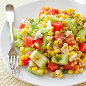 Watermelon-feta fresh corn salad