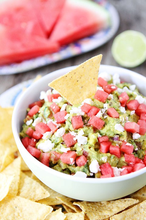Watermelon feta guacamole