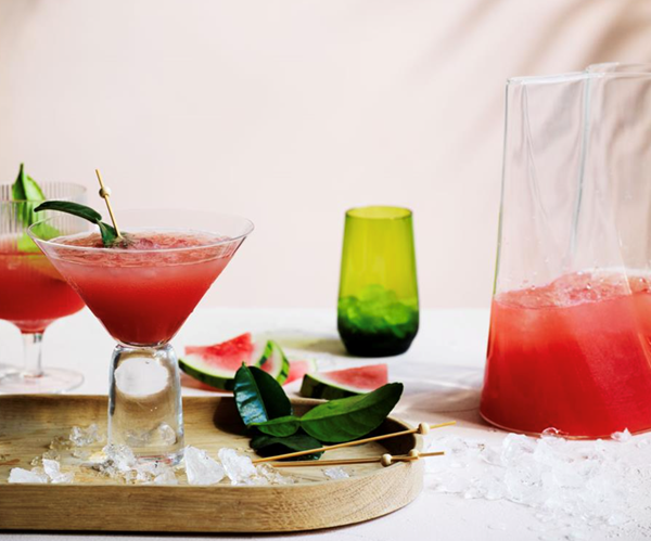 Watermelon, ginger and makrut lime shrub