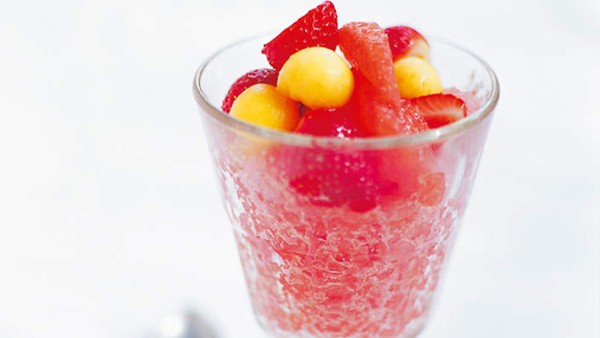 Watermelon granita with summer fruit
