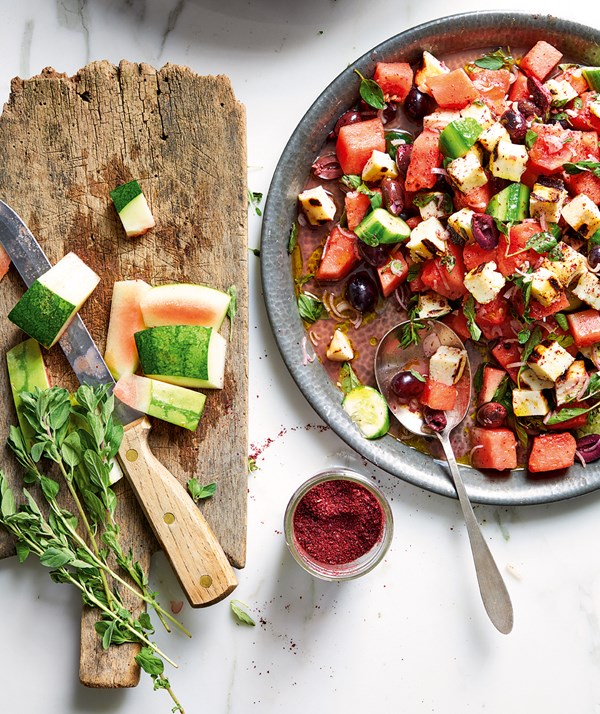 Watermelon, halloumi and za'atar salad