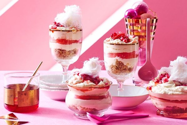 Watermelon, hazelnut & strawberry trifles