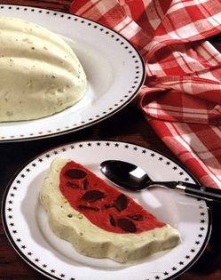 Watermelon ice cream bombe