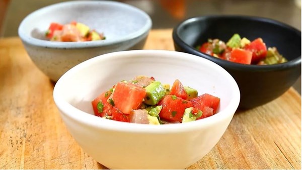 Watermelon, kingfish and avocado salad