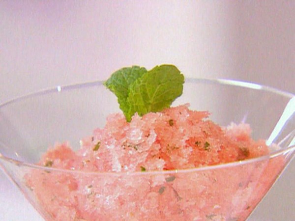 Watermelon, lime, and mint granita