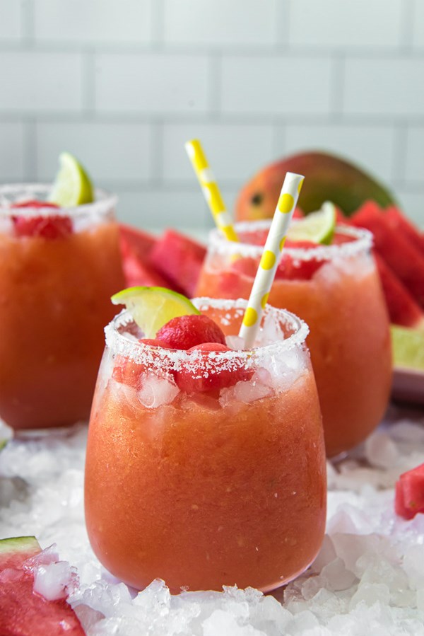 Watermelon-mango margaritas