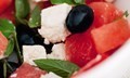 Watermelon, mint, olive and cheese salad (Karpuz salatasi)