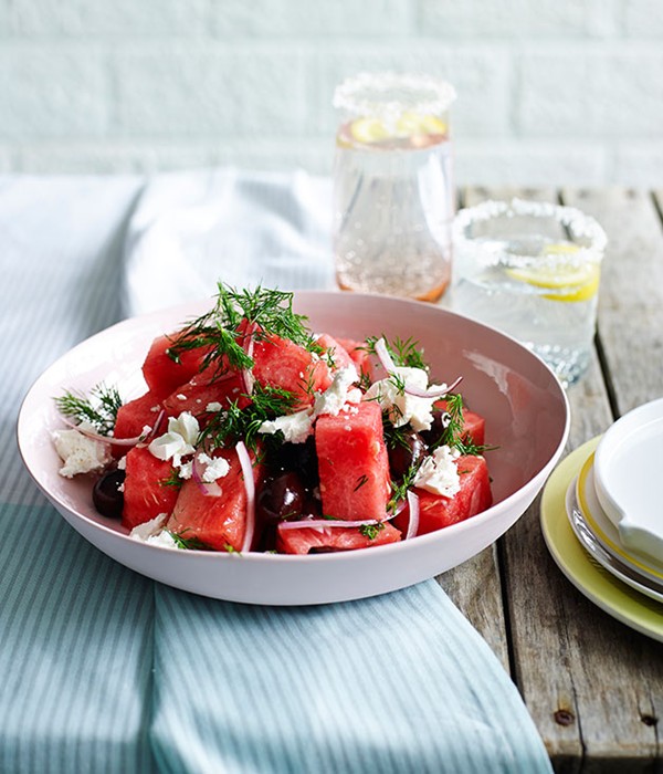 Watermelon, olive and feta salad