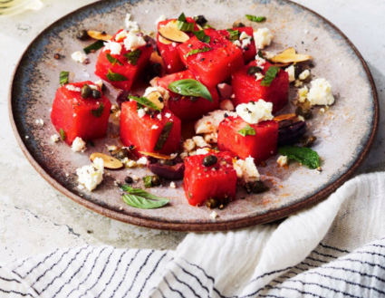 Watermelon, olive, caper & feta salad