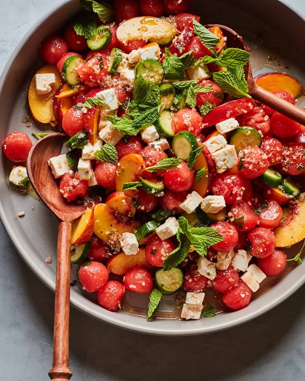 Watermelon peach salad